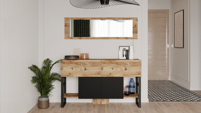 Hanah Home Ml26-A Consola Pino Atlántico Moderna Industrial 139x83.6x43.3 cm